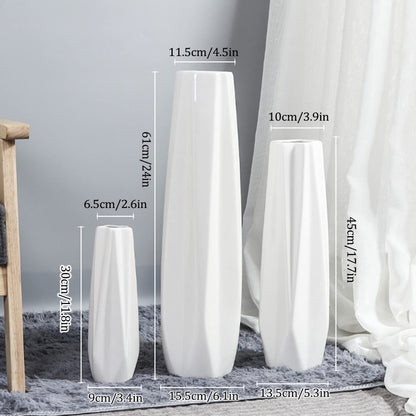 sdneNest Floor Vase Ceramic Vase,Decorative Large,Floor, Large Floor Vase,White Ceramic Vase,Handcrafted,Sophisticated Vessel for Decorative Branches and Dried Flower,White-45cm