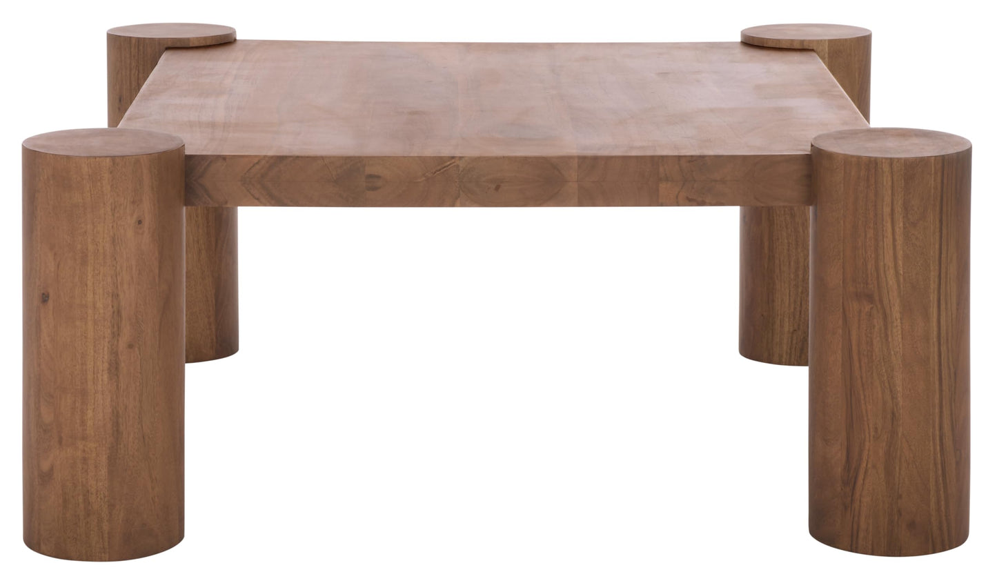 SAFAVIEH Couture Collection - Trescott Solid Wood Square Coffee Table with Chunky Cylinder Legs, Modern Accent Cocktail Table (SFV9763A)