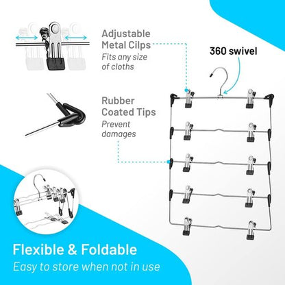 DEILSY™ 5-Tier Skirt Hangers - Space-Saving Metal Clips for Pants | 3-Pack Closet Organizer
