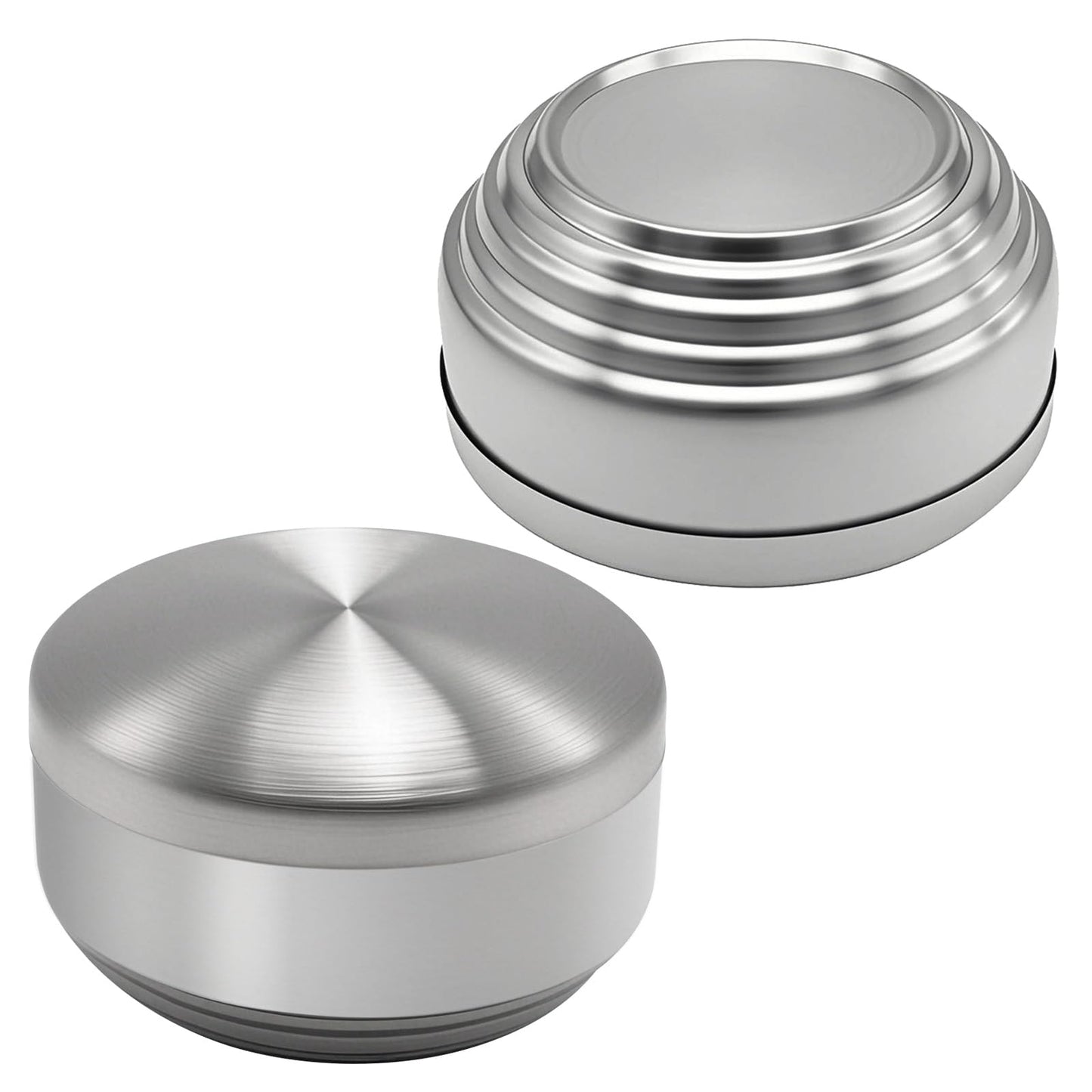 Aynaxcol Stainless Steel Rice Bowl with Lid, Set of 2, for Korean Kitchen Restaurant, Double-walled Metal Bowls, Multi-Purpose Insulated Soup Bowls Snacks Bowls (13cm Silver)