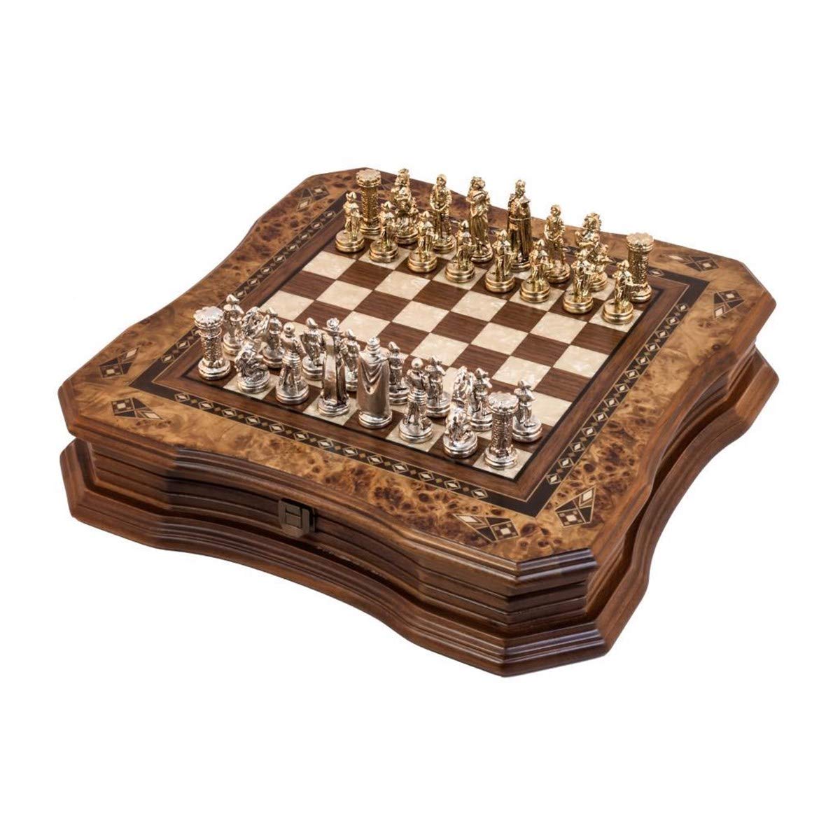Handmade Chess Set Mosaic Art 15" - Wooden Chess shess Board with Metal Chess Pieces- Gift Item