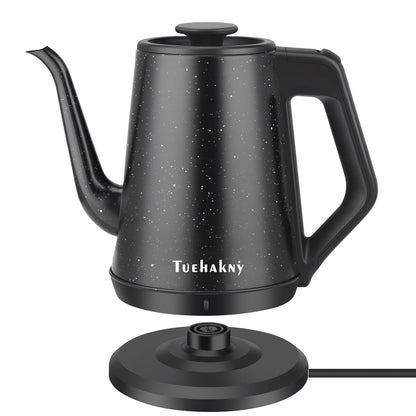 Gooseneck Electric Kettle 1.0L, 1000W Quick Heat-Up In 3 Min, 100% Stainless Steel Tea Kettle, Pour Over Coffee Kettles For Office/Travel/Kitchen, Auto Shut-Off Protection, Black Star Design, BPA-Free