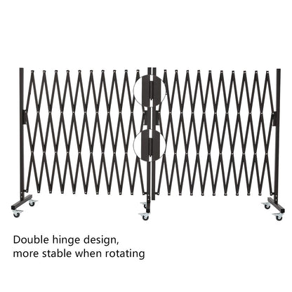 GYMTIME Industrial Expandable Metal Barricade, Portable Safety Barrier with Casters, Mobile Folding Scissor Gate, Aluminum Retractable Fence, 0-180 Degree Rotating, 23.6 Feet, Indoors Outdoors