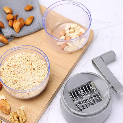 Nut Chopper, Portable Manual Hand Nut Chopper for All Nuts Walnut Pecans, Hand Crank Nuts Grinder Kitchen Tool(COLOR:Grey)