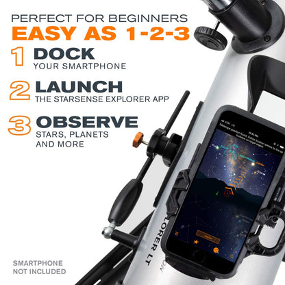 Celestron StarSense Explorer LT 114AZ App-Enabled Telescope – 114mm Newtonian Reflector with Smartphone Dock & StarSense App – iPhone & Android Compatible – Easy-to-Use for Beginners