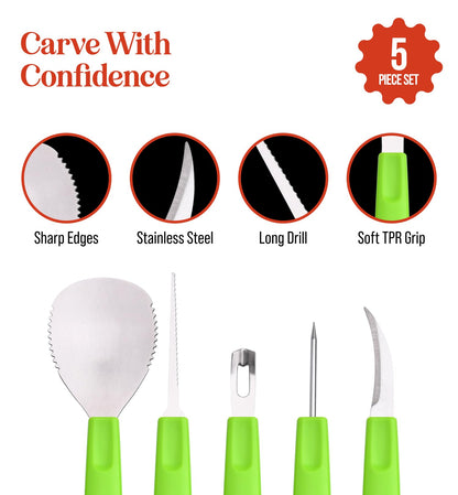 Halloween Pumpkin Carving Kit Case - Complete Pumpkin Carving Set With Saw Pumpkin Carving Knife - Halloween Pumpkin Carving Tools - Multipurpose Pumpkin and Other Fruits Garnishing Knives