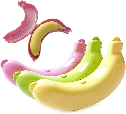 Qintreesify Yellow Banana Storage BPA-Free Outdoor Travel Case, Food Containers,Keep Fresh Banana Keeper and Protector, Cute Banana Carrier Storage Box for Picnic Camping, Storage and Organization