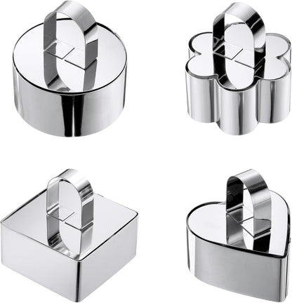 uxcell 1 Set Round Cake Ring, Stainless Steel Dessert Mousse Rings with Pusher for Mousse Cake, Silver