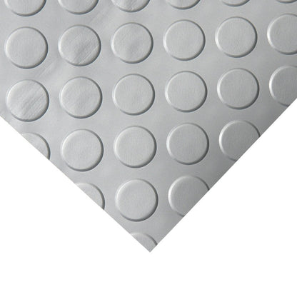 Rubber-Cal Coin Grip Metallic PVC Flooring, Silver, 2.5mm x 4' x 25' (03-W265-S-25)