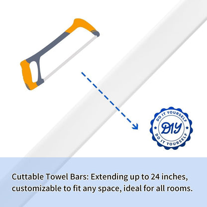 24-Inch Towel Bar Replacement Rod Spring End Wall Mount Replacement Towel Bar for Bathroom and Kitchen Towel Storage