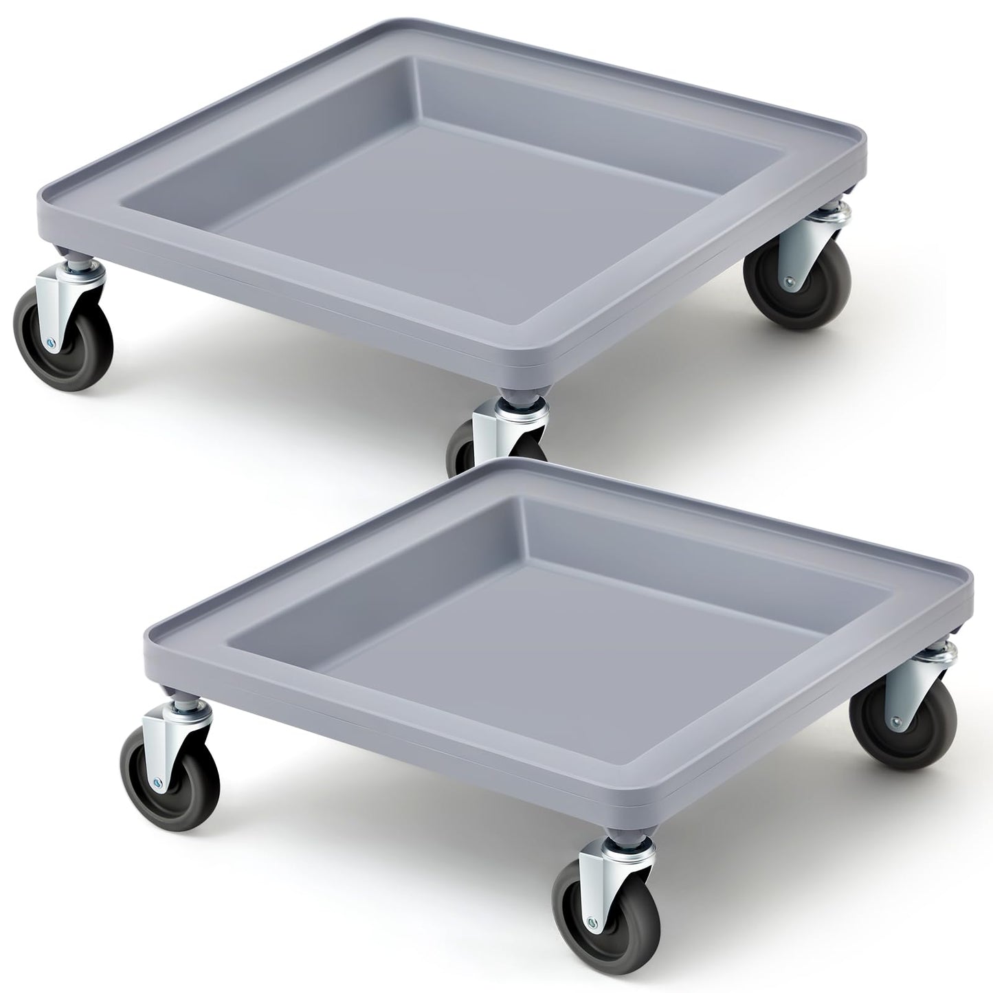 Aurelema 21 x 21 x 3 Inches Dolly for Dish and Glass Rack with 4 Wheels Dolly Dishwashing Rack Cart 250 Lbs Load Capacity for Kitchen Dining Room Floor Storage Room Restaurants,Gray (2 Pcs)