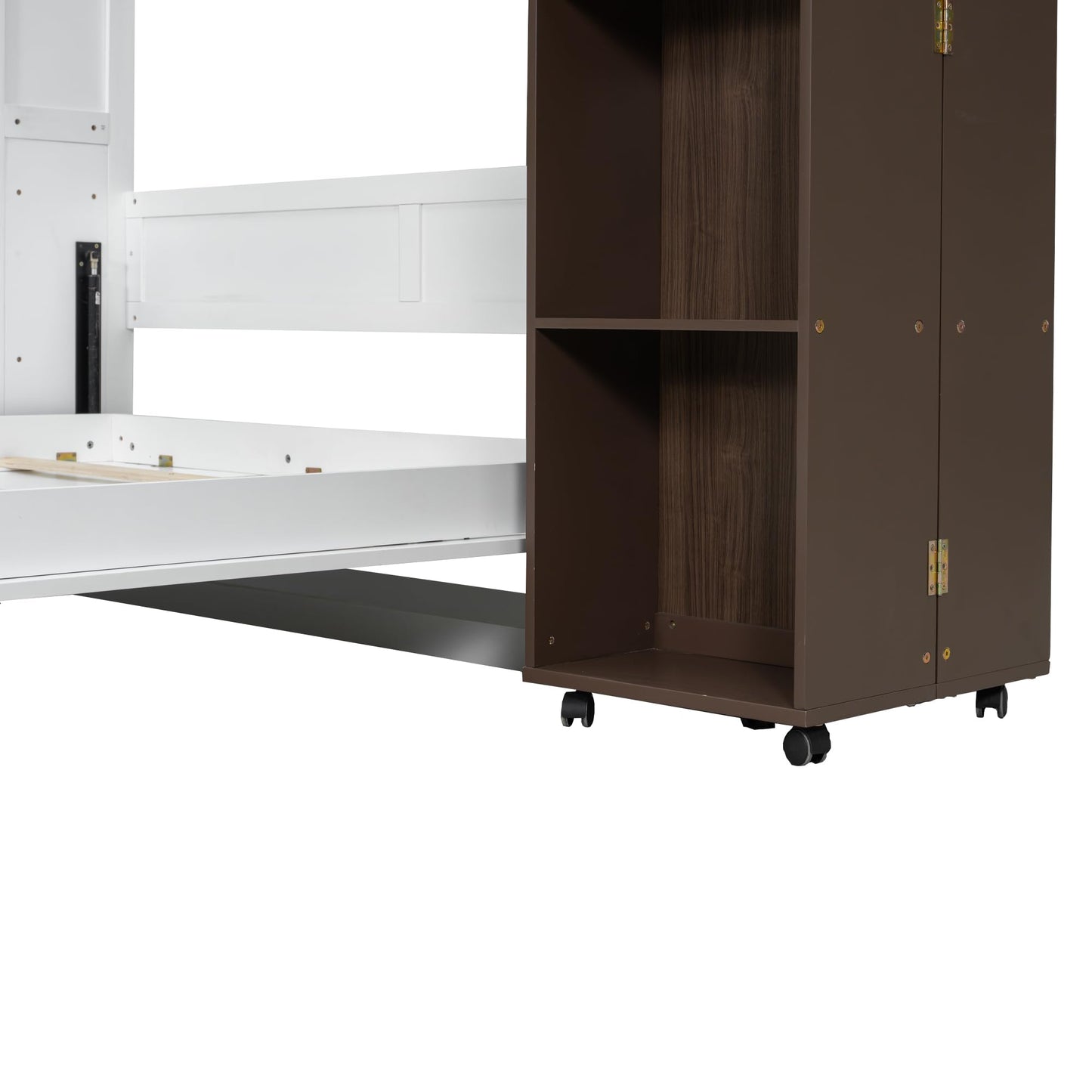 Ball & Cast Murphy Bed Queen Size,Wood Hidden Wall Bed with 2 Sides Push-Pull Foldable Storage Cabinets, Multifunctional Cabinet Bed Frame for Bedroom,Guest Room,Space Saving,Espresso
