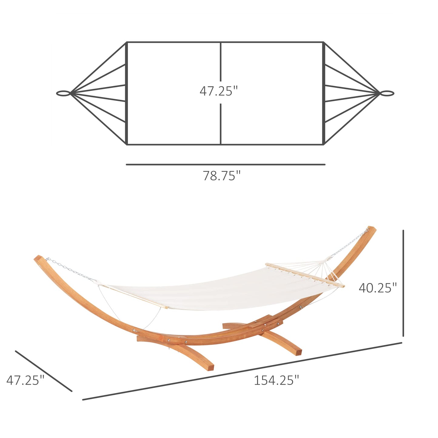 Outdoor Hammock with Stand, Extra Large 12.8' Heavy Duty Wooden Frame, Boho Style Nap Bed, Natural Cotton, 330 lbs Capacity, White
