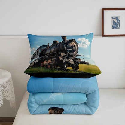 Sets Set Sets,Green 2 Erosebridal Train Comforter Queen Size Retro Steam Engine Bedding for Kids Boys Teens,Railway