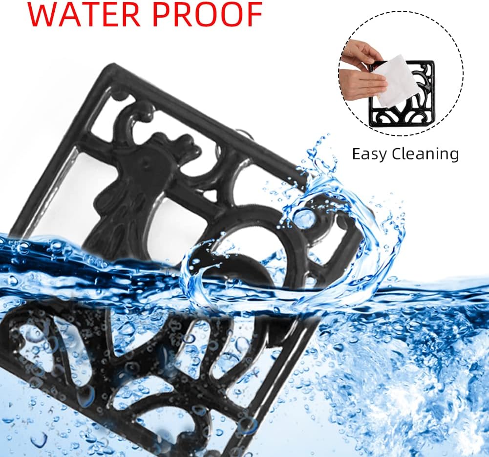 Vintage Square Cast Iron Trivet, Heat Resistant Metal Mat for Kitchen Countertop Hot Dishes
