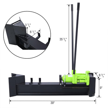 SRECELL 10 Ton Manual Hydraulic Log Splitter, Horizontal Steel Beam Wood Splitter with Wheels, Portable Cordless Firewood Splitter for Fireplace, Stove & Outdoor Use