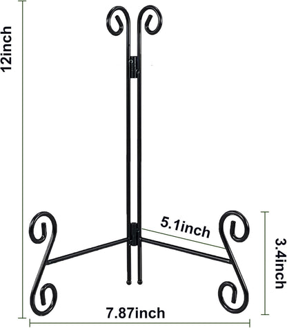 12 Inch Plate Stands for Display, 2 Pack Black Iron Adjustable Easel Stand for Photo Frame, Plate, Home Decoration