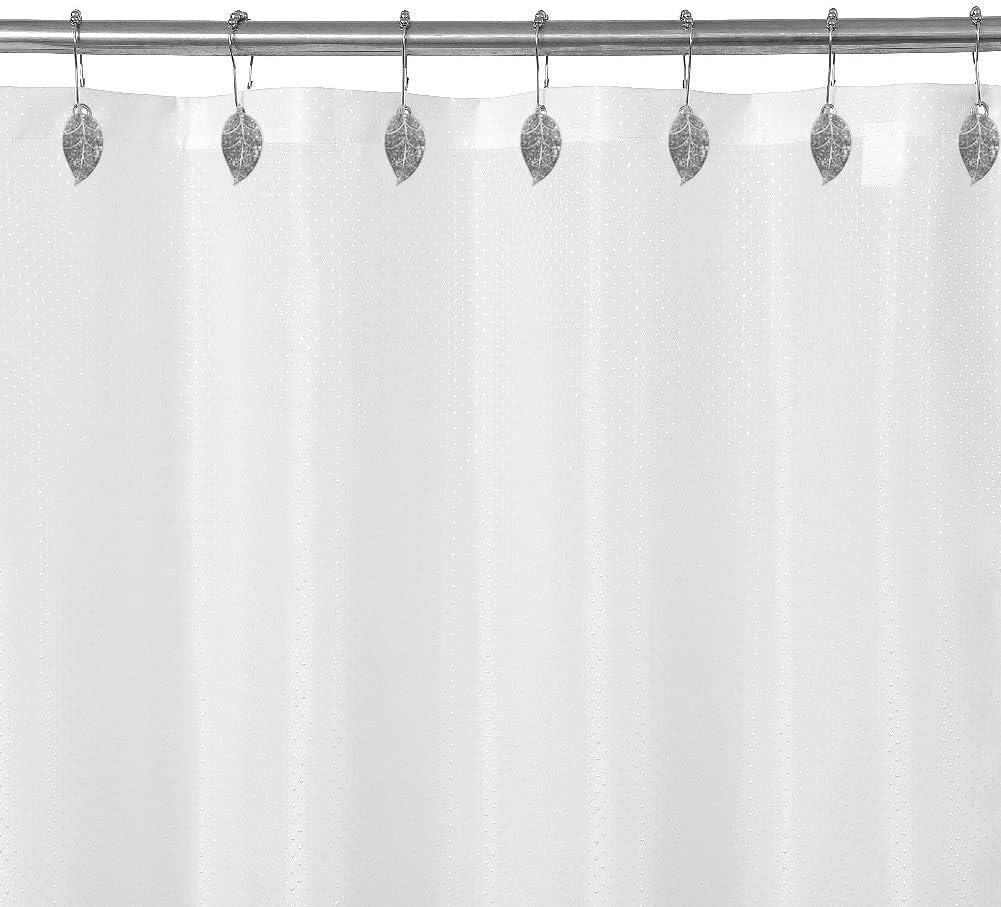 CHICTIE Silver Shower Curtain Rings Hooks - Chrome Leaves Decorative Set of 12 Stainless Steel Rust-Proof