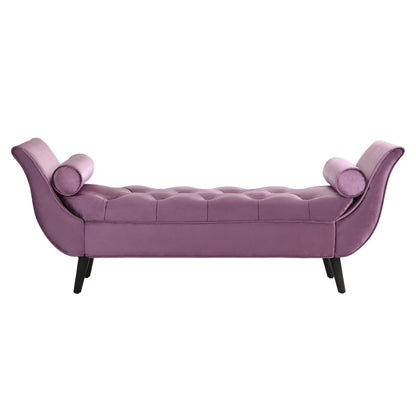 Christopher Knight Home Jolie Modern Velvet Upholstered Ottoman Bench with Pillow, Wooden Bedroom End of Bed Bench, Entryway Ottoman Foot Rest, Living Room Sofa Extra Seat, Purple