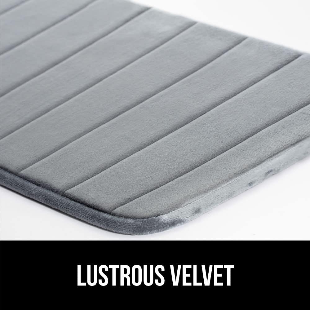 GORILLA GRIP Memory Foam Bath Mat, Soft Absorbent Bathroom Rug, Machine Washable Cushioned Floor Mats, 30x20 Graphite