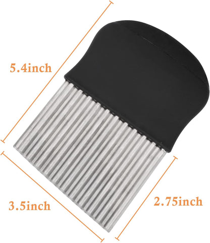 Crinkle Cutter Wavy Chopper Knife, Upgraded Stainless Steel Blade for Safe Kitchen Tools, Black