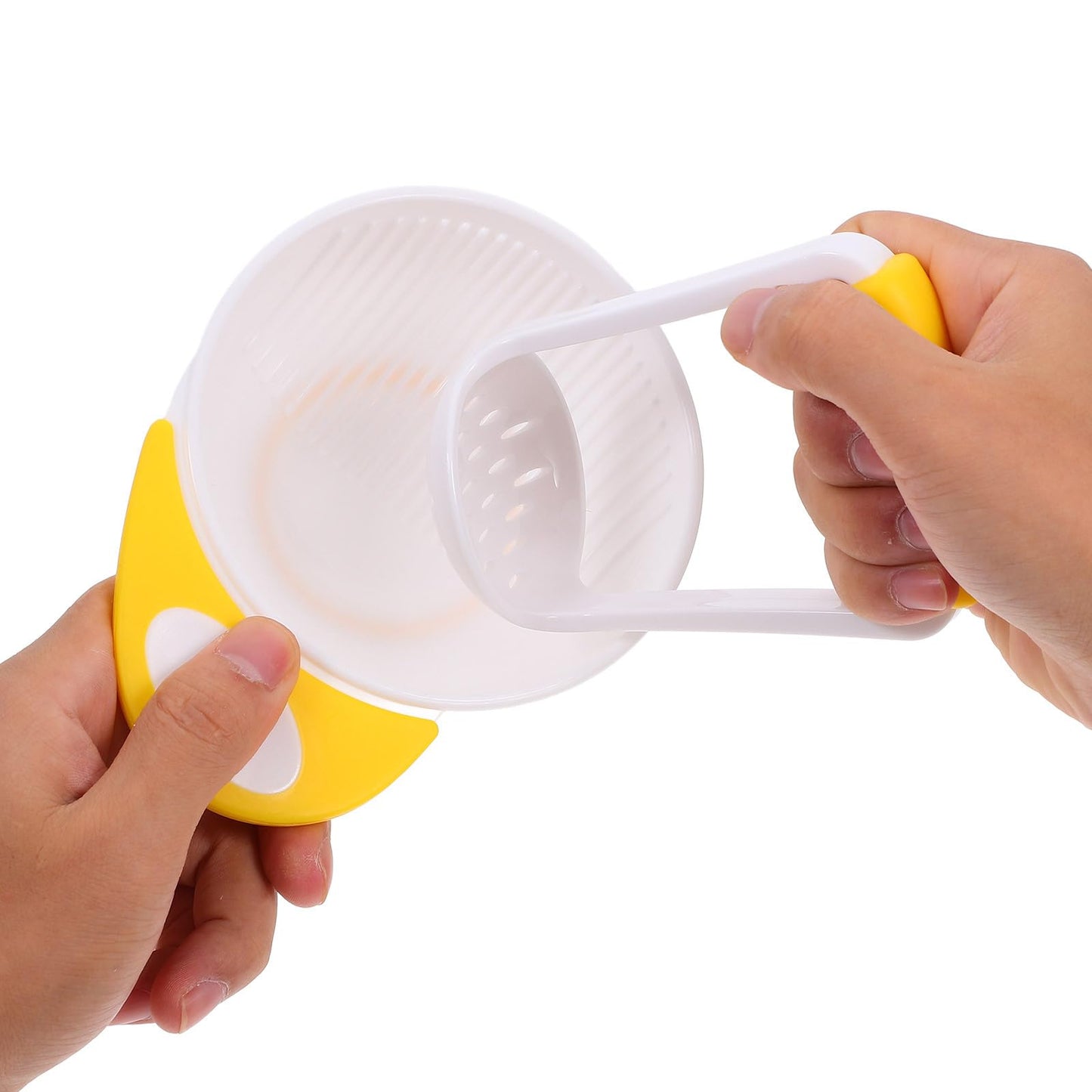 Baby Food Masher 2 Sets Mashing Bowl with Handle Masher, Manual Baby Food Grinder Bowl Set (Green, Yellow)
