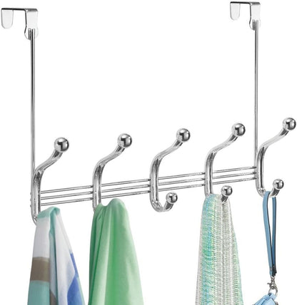 iDesign York Metal Over the Door Organizer - 5-Hook Rack for Coats, Hats, Towels, 15.28" x 5.25" x 11"