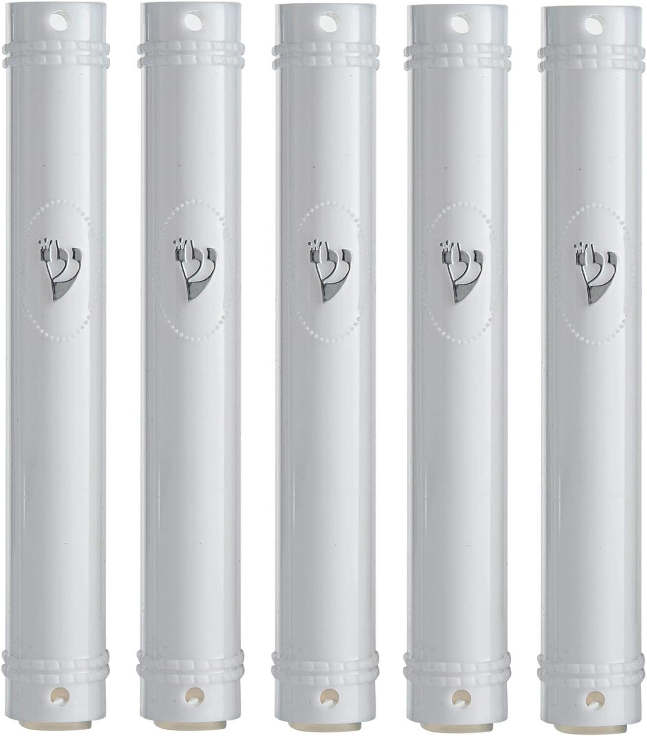 MEZUZAH CASE Holder (shidell) Plastic Semiround Silver Shin Waterproof Rubber Cork, Lot of 5 (White, 15)