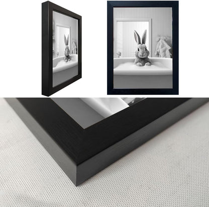 Bathroom Picture Wall Decor, Framed Black and White Bathroom Wall Art, Toilet Paper in Little Funny Raccoon's Hand Animal Canvas Print Painting