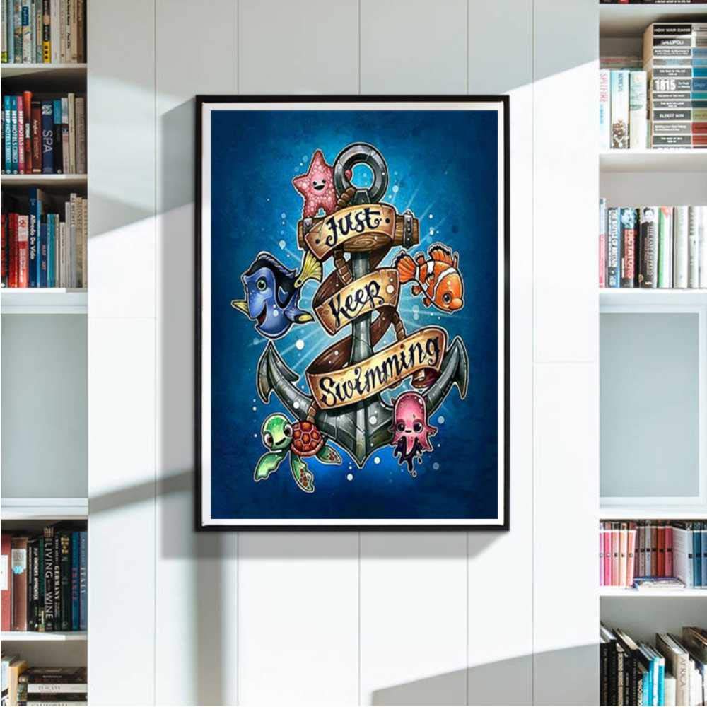 Better Selection 5D Diamond Art by Number Kit, Full Drill Just Keep Swimming Starfish Octopus Fish Flowers Rhinestone Embroidery Cross Stitch Supply Arts Craft Canvas Wall Decor