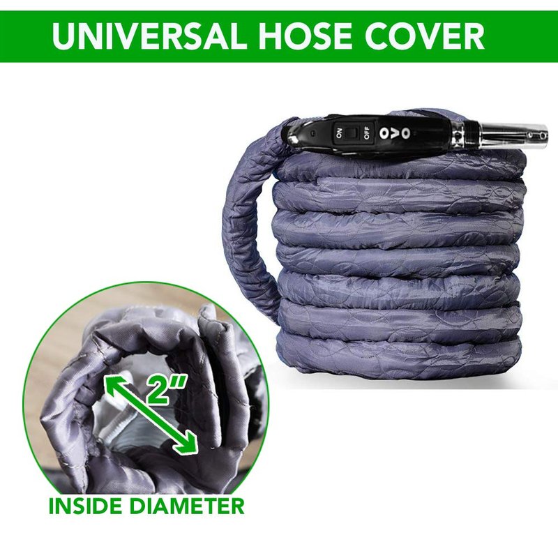 Nadair OVO Universal Padded Cover, Fits All 40 to 42 ft Central Vacuum Hose, Machine Washable, Easy to Install with Zipper, 42ft, grey, Model:ACCHO-COV40ZIP-OVO