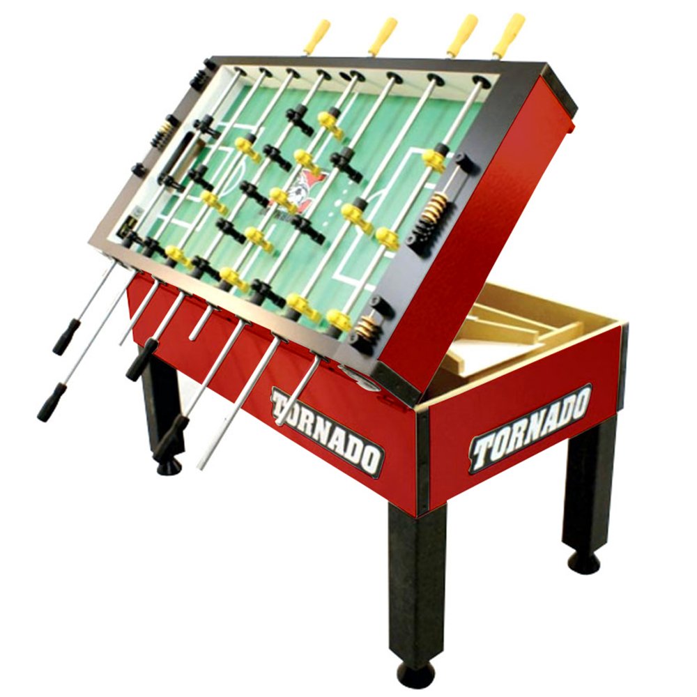 Tornado Tournament 3000 Foosball Table - Made in the USA - Commercial Quality for the Home - Incredible Table Soccer Game (3 Man Goalie, Red)