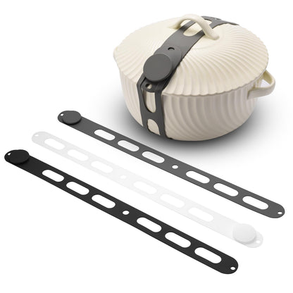 3-Pack Silicone Latch Strap for Slow Cooker Lid, Pot, Bento Box, Adjustable Length and Reusable Elastic Self-Lock Silicone Tie for Bundling or Organizing Curtain, Cords, Yoga Mat, Camping Mat (21 in)