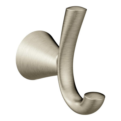 Moen Glyde Brushed Nickel Robe Hook, Wall Mounted Hanger for Bathroom Towel or Bath Robe, YB2303BN