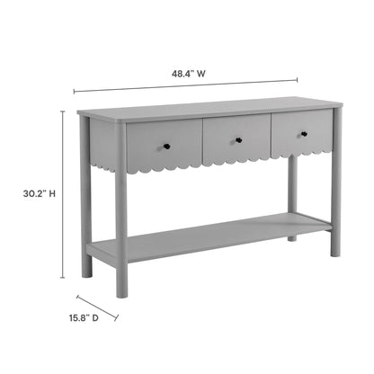 Modway Emmeline 3-Drawer Scalloped Console Table in Light Gray