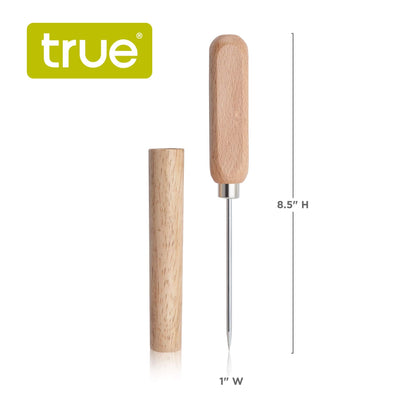 True Spike Stainless Steel Ice Pick Tool with Cover and Wood Handle for Cocktails, Restaurant, Bars, Camping, Bartender Home Bar Accessories, 8.5"