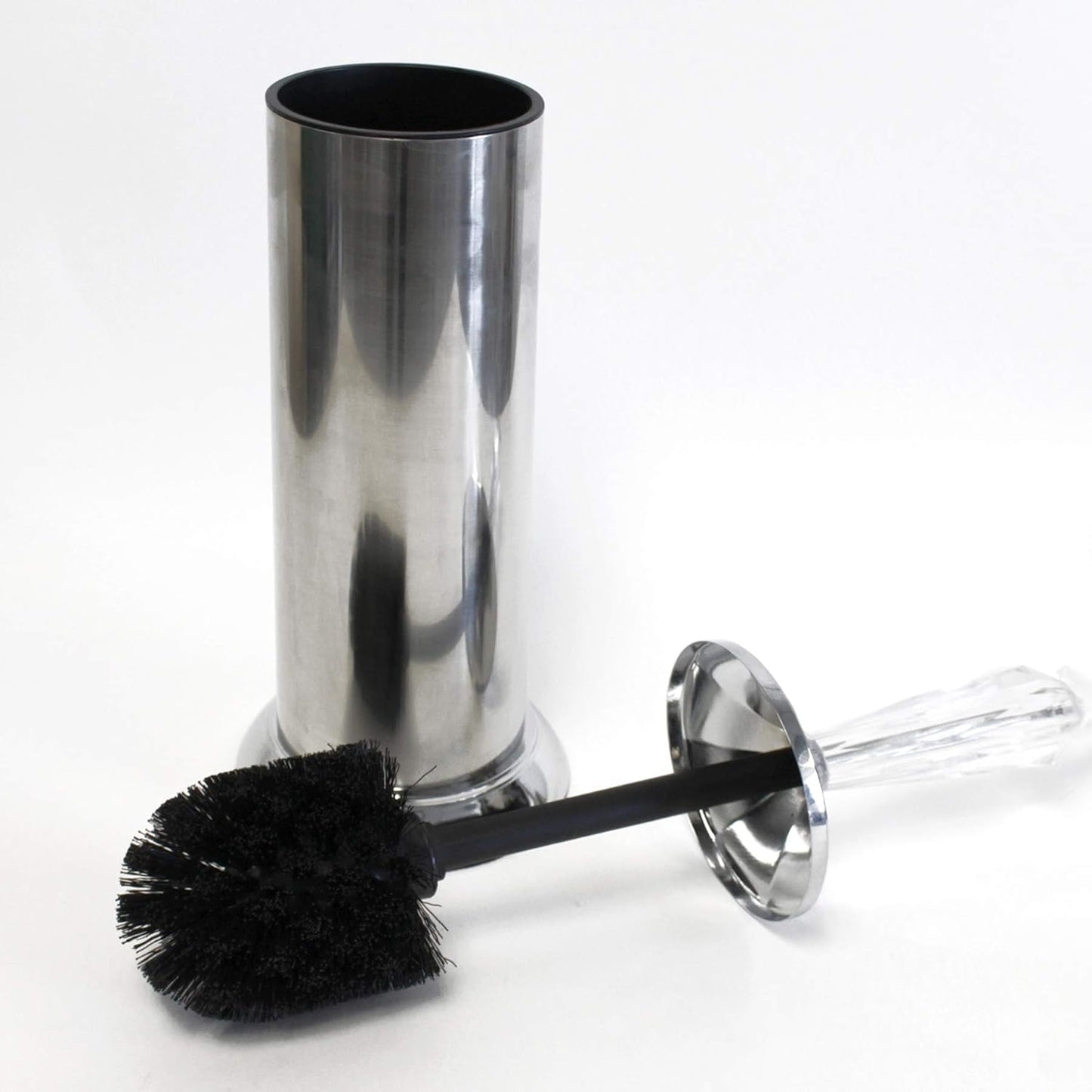 Splash Home Adora Stainless Steel Toilet Brush with Holder, Bowl Scrubber with Durable Cleaning Bristles, Chrome Design
