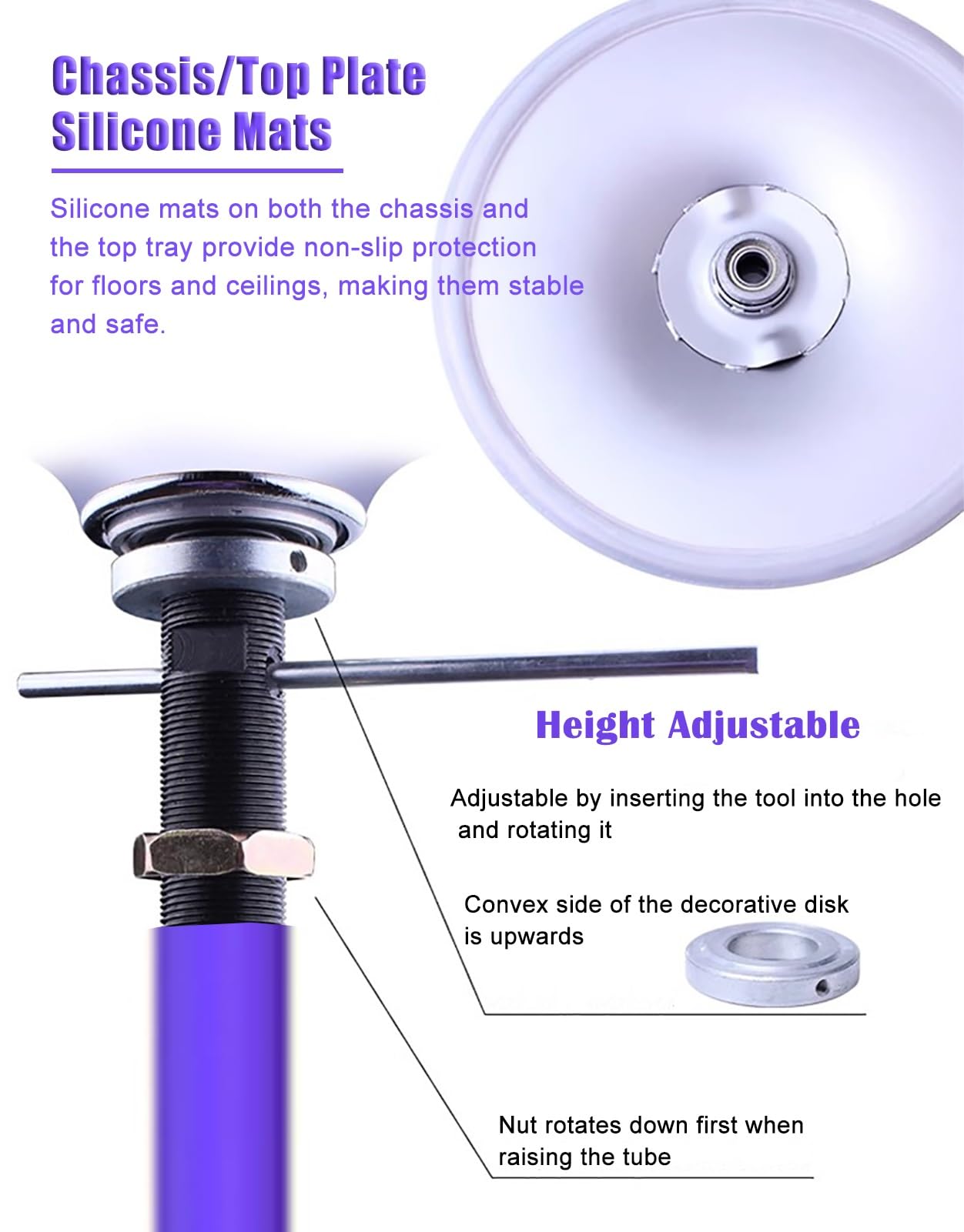 Portable Spinning Dance Pole - Purple Silicone, Adjustable 7.5-9.8 ft Stripper Pole for Home, Professional & Beginner Use, Perfect for Parties & Clubs, Complete Kit