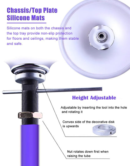 Portable Spinning Dance Pole - Purple Silicone, Adjustable 7.5-9.8 ft Stripper Pole for Home, Professional & Beginner Use, Perfect for Parties & Clubs, Complete Kit