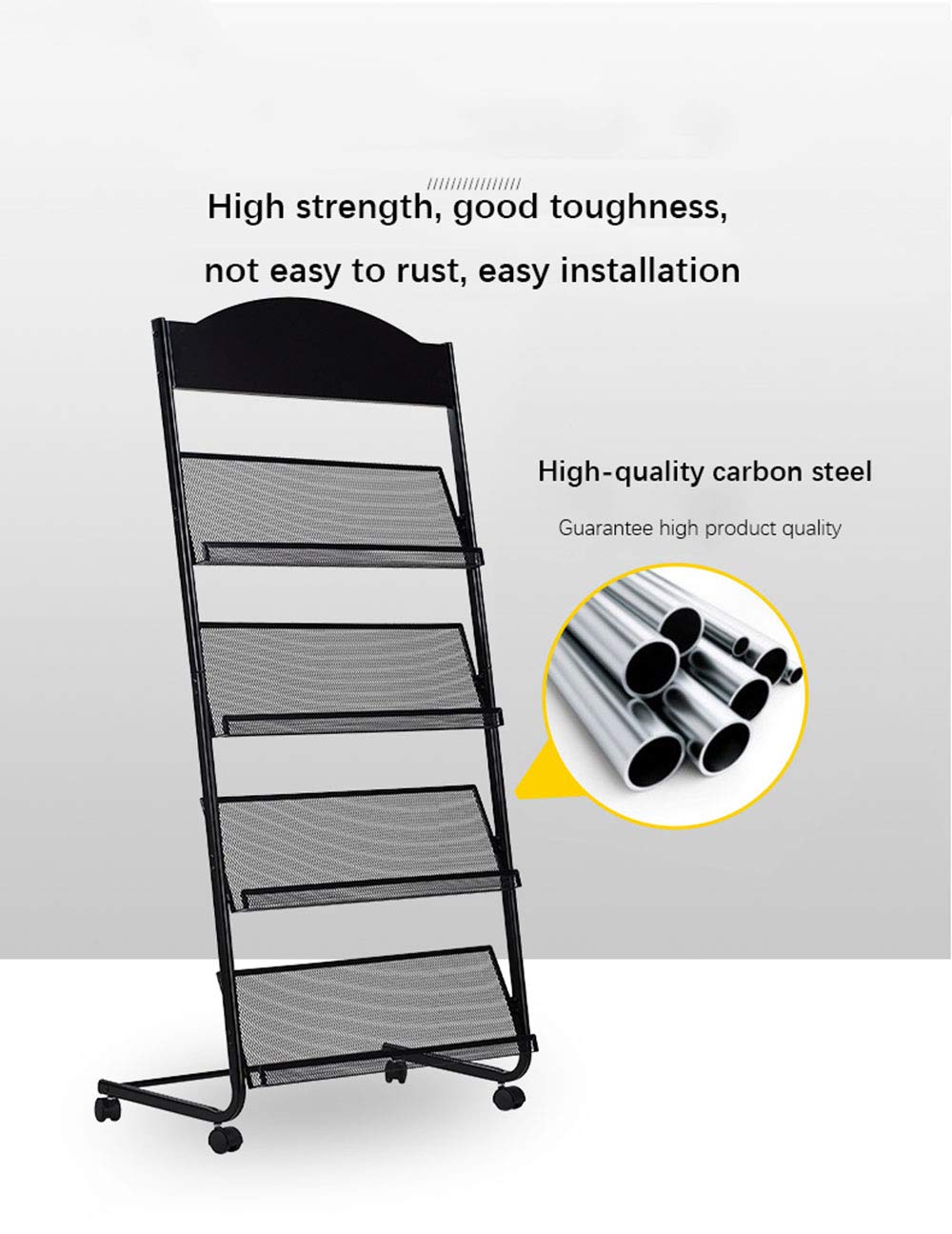 Iron Simple Floor-Standing Magazine Display Rack - Black