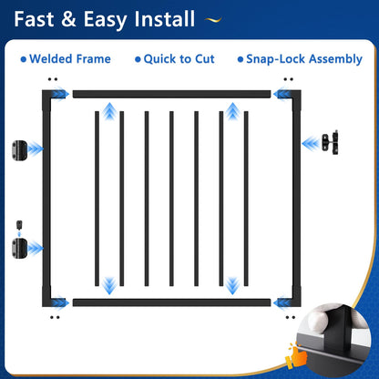 Guwezoy W.3ft x H.36in Outdoor Aluminum Deck Gate Kit, Cuttable Porch Gate with Latch and Auto-Close Hinge, AAMA 2604–Grade Texture Black Finish for Deck Railing, Patio, Porch, Garden & Yard