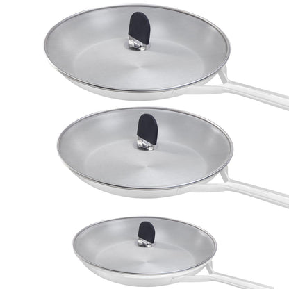 Snowyee Grease Splatter Guard, 3PCS Splatter Screen with Silicone Heat Resistant Handle and Stainless Steel Fine Mesh Design for Safe Indoor and Outdoor Cooking (13/11.5/10 inch and 33/29/25cm)