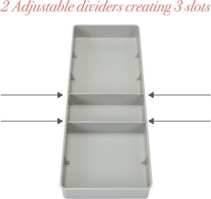 Kitchen Details 3 Compartment Adjustable Drawer Organizer | Utensil & Gadget Holder Tray | Cabinet & Storage