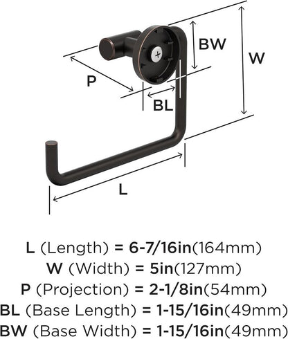 Amerock BH26541ORB | Oil Rubbed Bronze Towel Ring | 6-7/16 in (164 mm) Length Towel Holder | Arrondi | Hand Towel Holder for Bathroom Wall | Small Kitchen | Bath Accessories