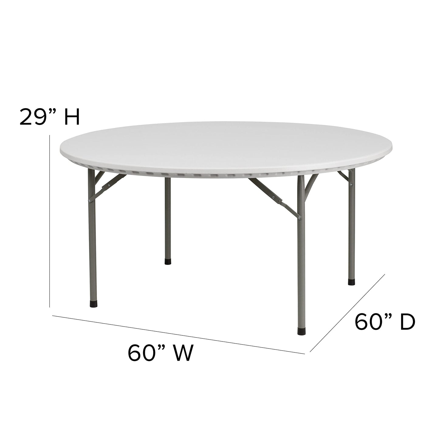 Flash Furniture Kathryn 5-Foot Round Granite White Plastic Folding Table, Commercial Grade Round Table for 8 Guests