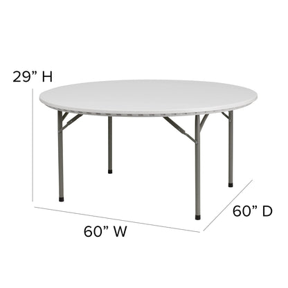 Flash Furniture Kathryn 5-Foot Round Granite White Plastic Folding Table, Commercial Grade Round Table for 8 Guests