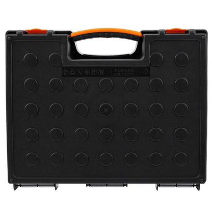 Amazon Basics 19-Removable Compartment Small Parts Organizer, Portable Hardware Storage Box with Customizable Compartments, Black, Orange, 16.5 x 13.2 x 2.4 inches