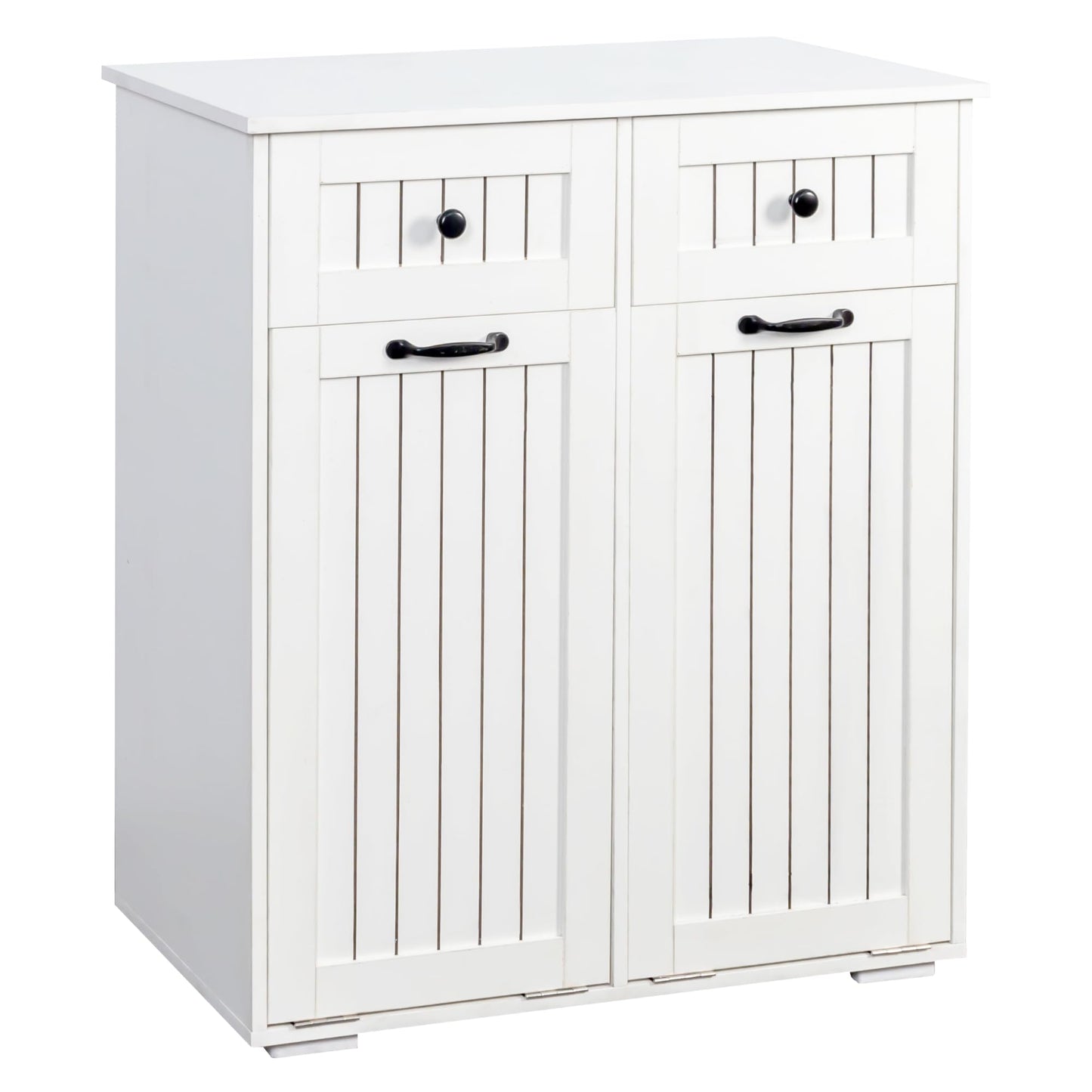 Laundry Cabinet with 2 Removable Laundry Basket 2 Drawers Durable and Easy to Clean Tilt Out Hamper Organization Storage Sorters for Bathroom Living Room Entryway Particle Board White