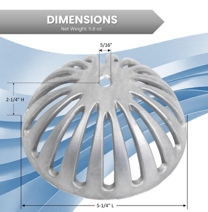 Leyso Heavy Duty Aluminum Dome Floor Drain Cover and Drain Strainer, Removable Outdoor Drain Cover, Dome Strainer for Restaurant, Home, Garden, Roof Top 5-1/4" Diameter x 2-1/4"H (1 PCS)