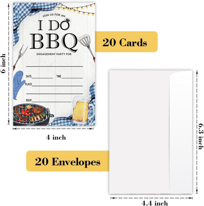 I Do BBQ Invitations with Envelopes for Wedding, Bridal Shower, Cook Out Invite Cards, L791